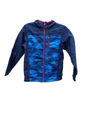 Free Country Softshell Jacket XL 10 12 Boys NEW Blue Digital Camo Hooded Zip